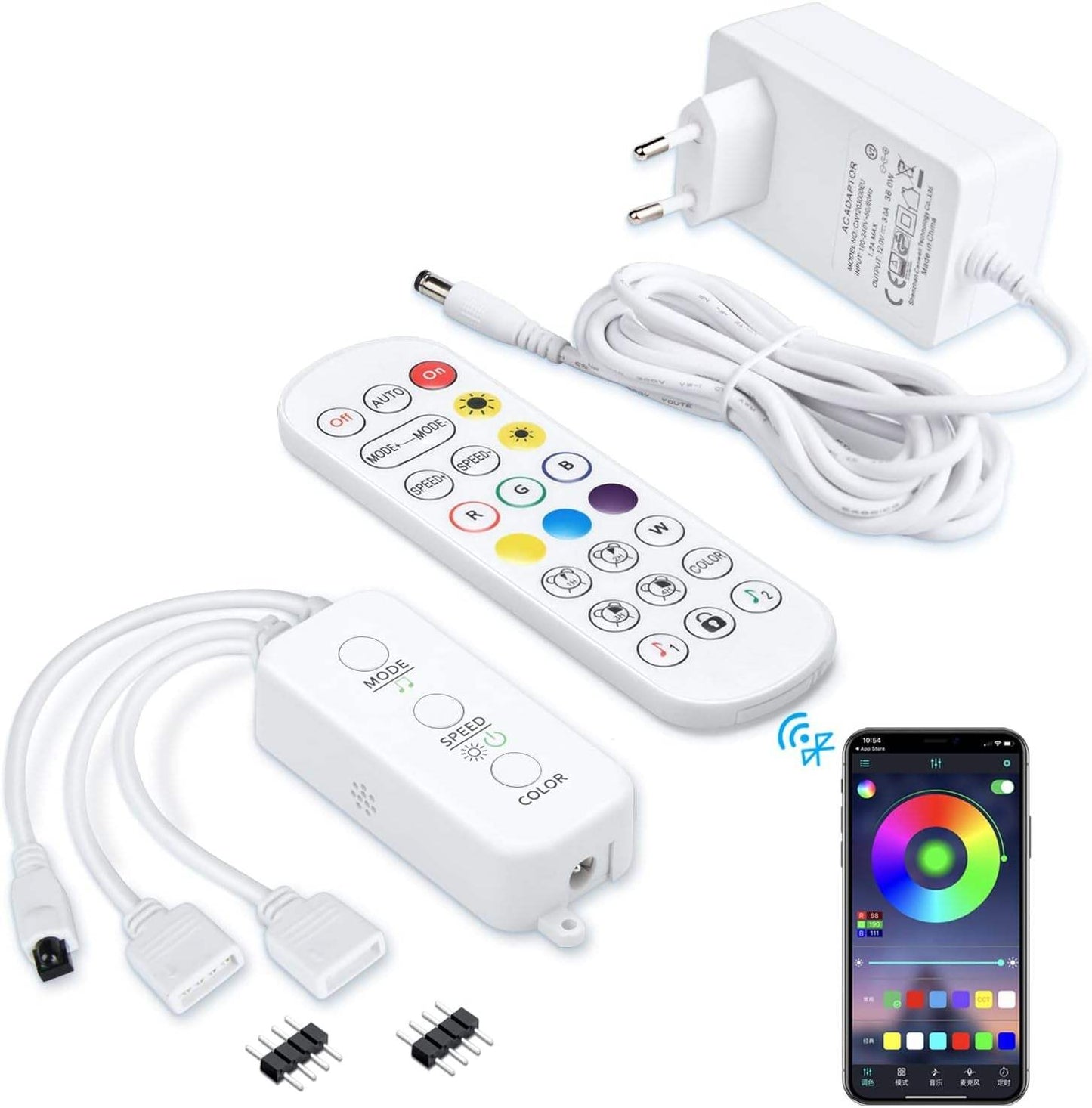 Bluetooth LED Streifen Steuerung mit 12V Netzteil und Music Sync App Kontrolle