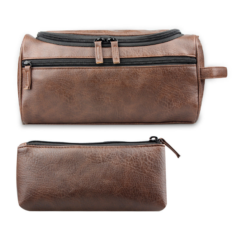 Hanging PU leather toiletry bag for travel