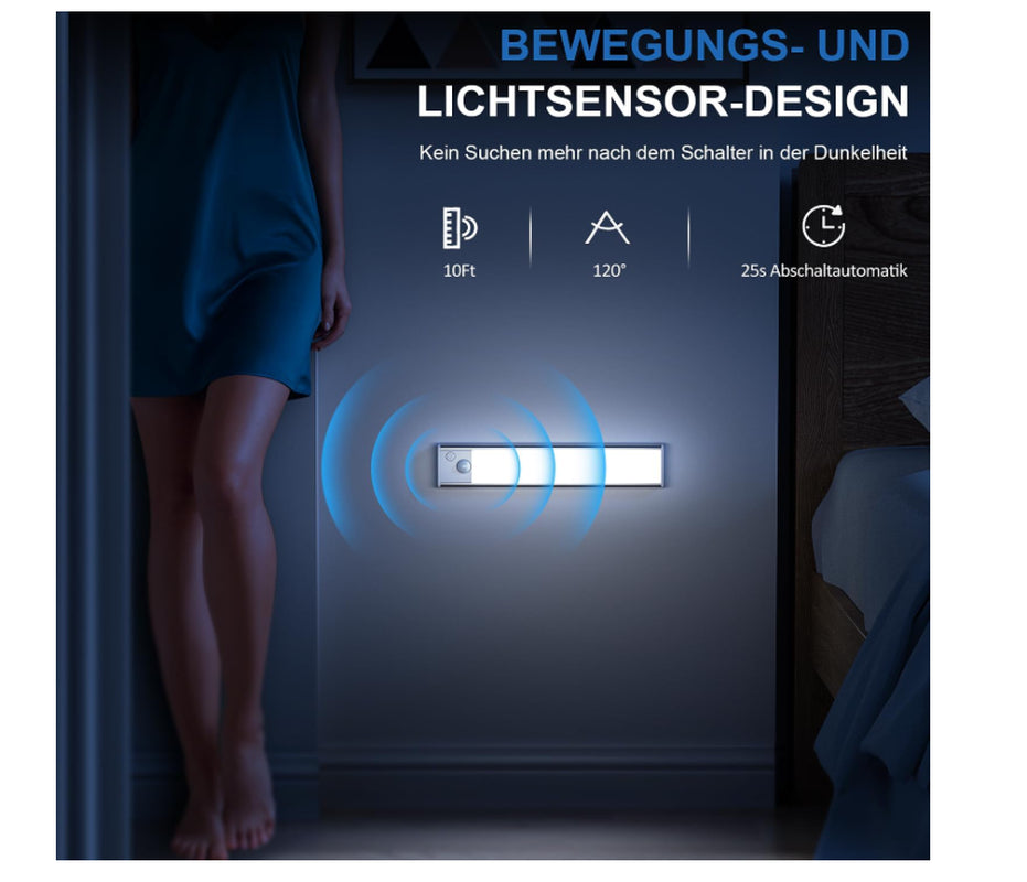 Under-Unit Light Kitchen LED Cabinet Lighting Motion Sensor 2 Pack