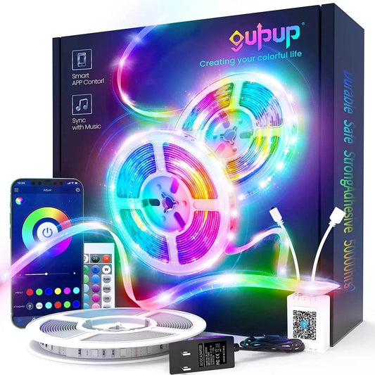 LED-Lichtleiste 15 m RGB Strip mit Musik-Sync und App-Steuerung, 50ft farbwechselnde LED-Leistenbeleuchtung