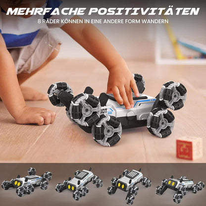 SIMREX Remote Control Robot Dog Toys for Kids 6+, Stunt RC Cars with LED Eyes & Gesture Control, 6+ Years Old Boys Girls Birthday Gift, Interactive Robot Toy with Mecanum Wheels & 3 Sounds, Sliver
