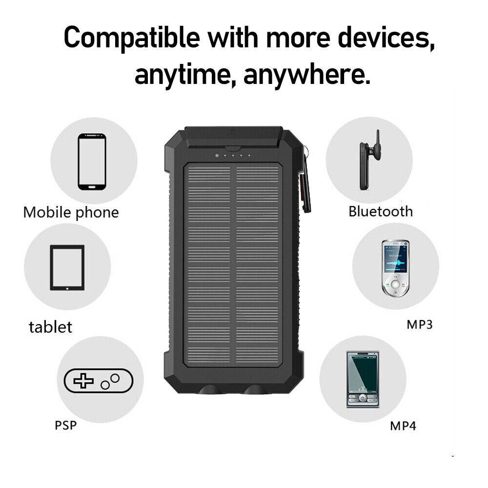 Solar-Powerbank 10.000 mAh wasserdicht mit LED-Lampe – Waterproof Solar Power Bank