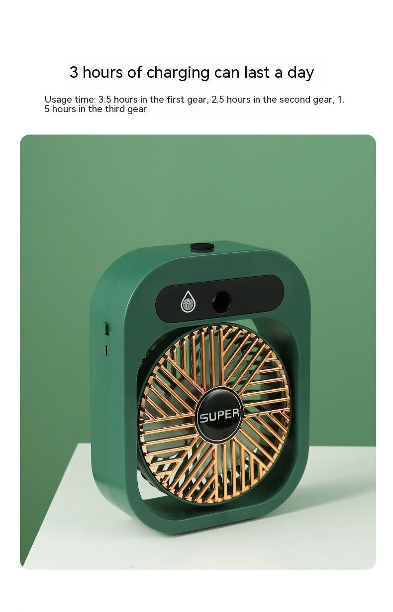 Stay Cool Anywhere: Portable USB Rechargeable Misting Fan & Humidifier with 3 Speed Settings