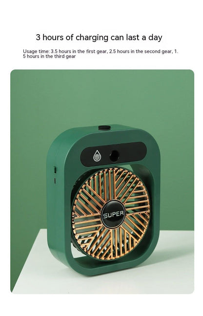 Stay Cool Anywhere: Portable USB Rechargeable Misting Fan & Humidifier with 3 Speed Settings