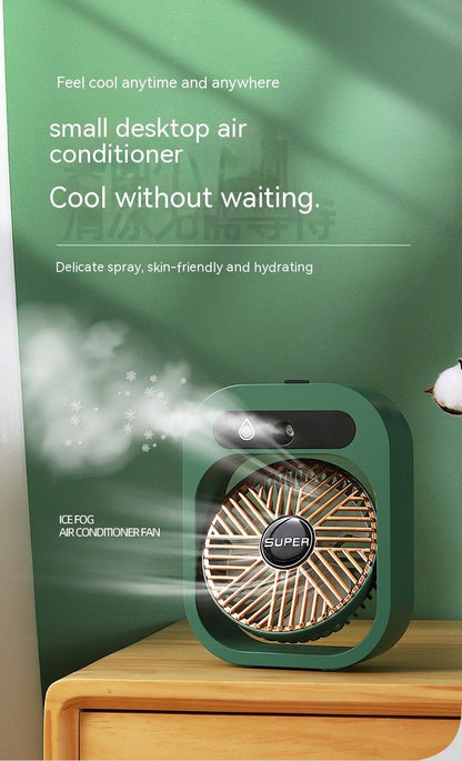 Stay Cool Anywhere: Portable USB Rechargeable Misting Fan & Humidifier with 3 Speed Settings