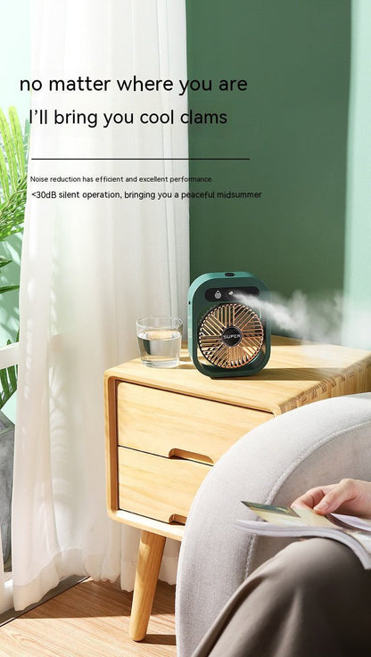 Stay Cool Anywhere: Portable USB Rechargeable Misting Fan & Humidifier with 3 Speed Settings