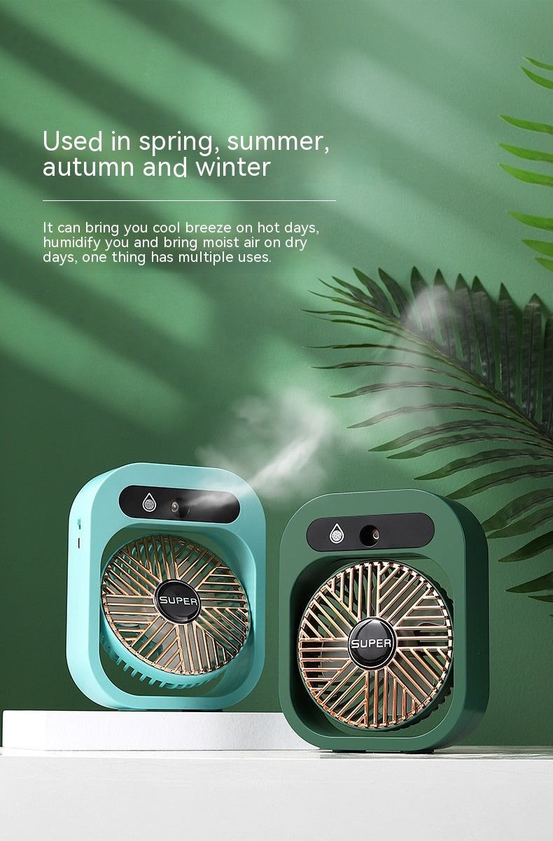 Stay Cool Anywhere: Portable USB Rechargeable Misting Fan & Humidifier with 3 Speed Settings