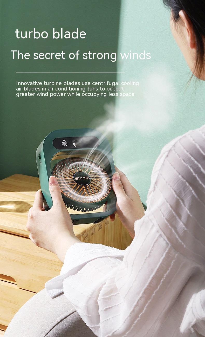 Stay Cool Anywhere: Portable USB Rechargeable Misting Fan & Humidifier with 3 Speed Settings