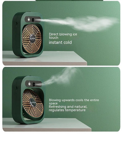 Stay Cool Anywhere: Portable USB Rechargeable Misting Fan & Humidifier with 3 Speed Settings