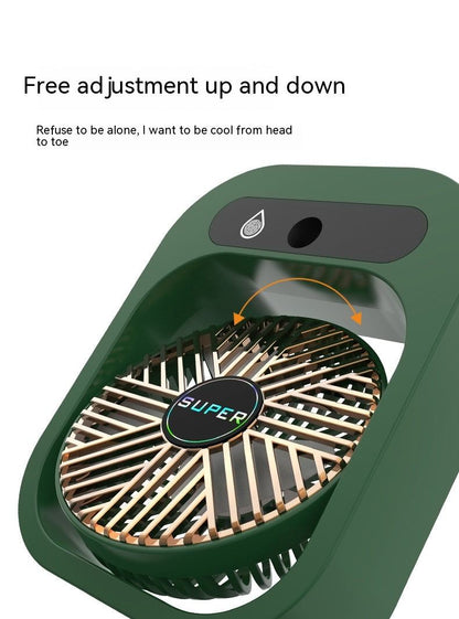 Stay Cool Anywhere: Portable USB Rechargeable Misting Fan & Humidifier with 3 Speed Settings