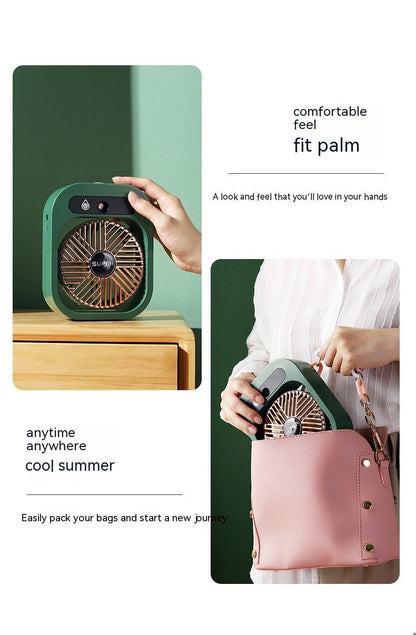 Stay Cool Anywhere: Portable USB Rechargeable Misting Fan & Humidifier with 3 Speed Settings