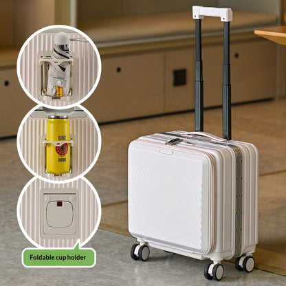 The Front-Open Cabin Case in Light Pink – Front-Opening 18" Cabin Suitcase with Spinner Wheels