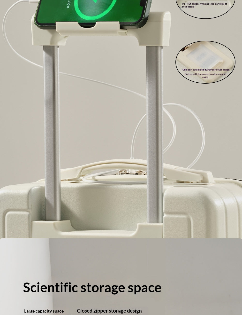 The Carry-On Suitcase – Carry-On Hardshell Suitcase with USB Port & Spinner Wheels, detail view 4