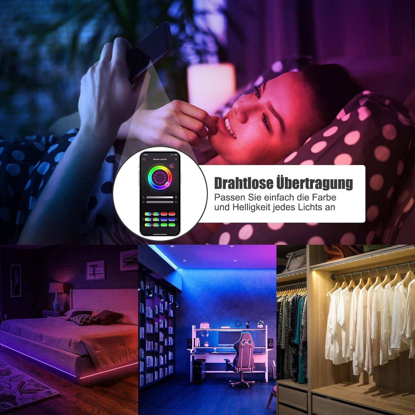 Diyife 6M LED Strip [App Smart Steuerung], RGB LED Streifen Bluetooth-Verbindung, Usb-Schnittstelle Lichterkette Band, Musik/Sprachsynchronisation Farbe Ändern DIY Fernseher, Sofa, Vorhang