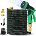 Flexibler Gartenschlauch 15M/50Ft,Knickfrei,Garden Hose Schlauch Mit 10-Funktions-Spray,Strapazierfähiger 3 Lagiger Latex Wasserschlauch 3/4 Zoll Und 1/2 Zoll