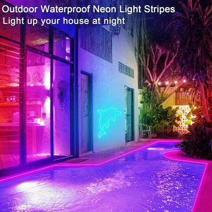 15M Neon Led Strip，App Steuerung,Mit Fernbedienung, IP65 Wasserdichte Flexible Neon LED Streifen, 24V Rgb LED Band Neon Seil Lampe, Anwendbar Auf Schlafzimmer, Raum Und Außendekoration