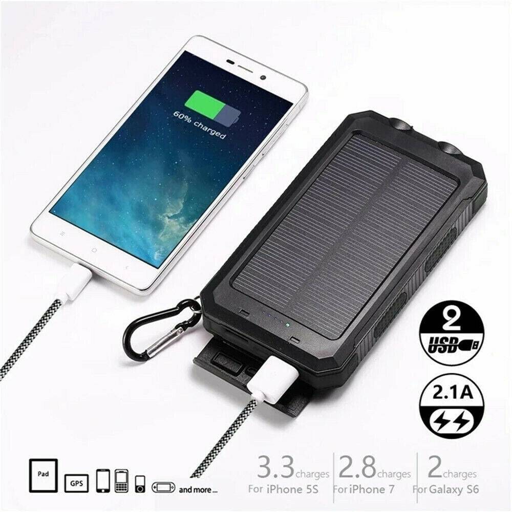 Solar-Powerbank 10.000 mAh wasserdicht mit LED-Lampe – Waterproof Solar Power Bank
