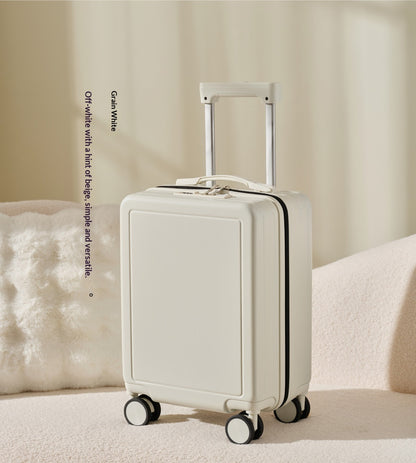 The Carry-On Suitcase in Almond White – Carry-On Hardshell Suitcase with USB Port & Spinner Wheels