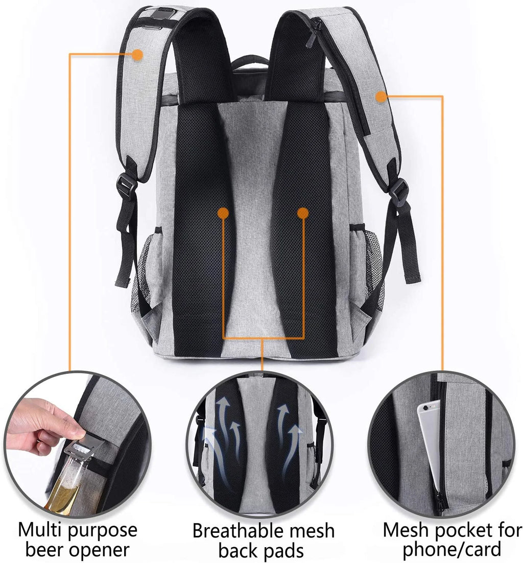 Kühlrucksack auslaufsicher & isoliert (30 Dosen) / Insulated Cooler Backpack – Leakproof Soft Cooler for Beach, Picnic & Camping
