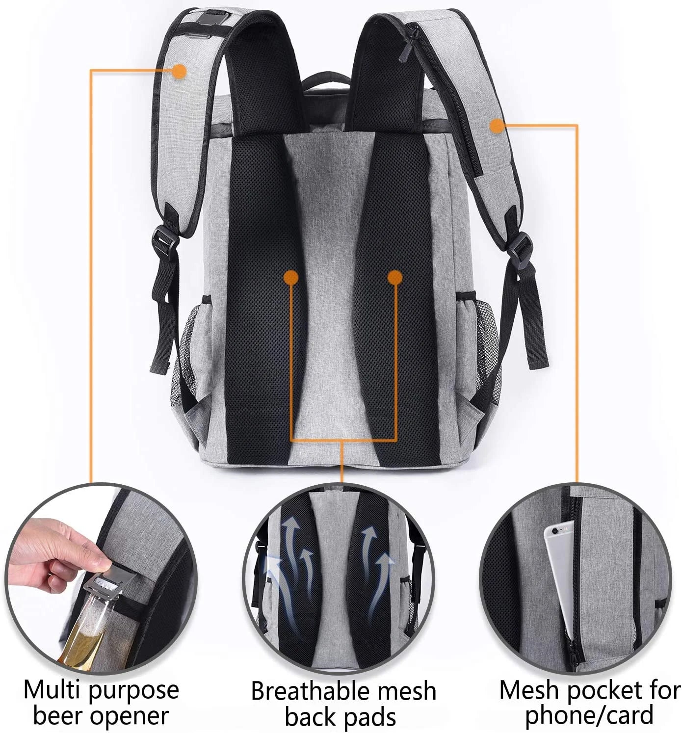Kühlrucksack auslaufsicher & isoliert (30 Dosen) / Insulated Cooler Backpack – Leakproof Soft Cooler for Beach, Picnic & Camping