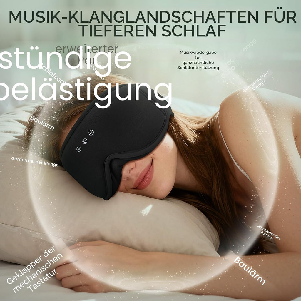 MUSICOZY Bambus-Baumwolle Schlafmaske Mit Kopfhörer, 3D Schlafkopfhörer Bluetooth V5.4 Augenmaske Schlafmaske Für Seitenschläfer, Sleep Mask Waschbar Schlafbrille Mit Mikrofon Für Herren/Frauen