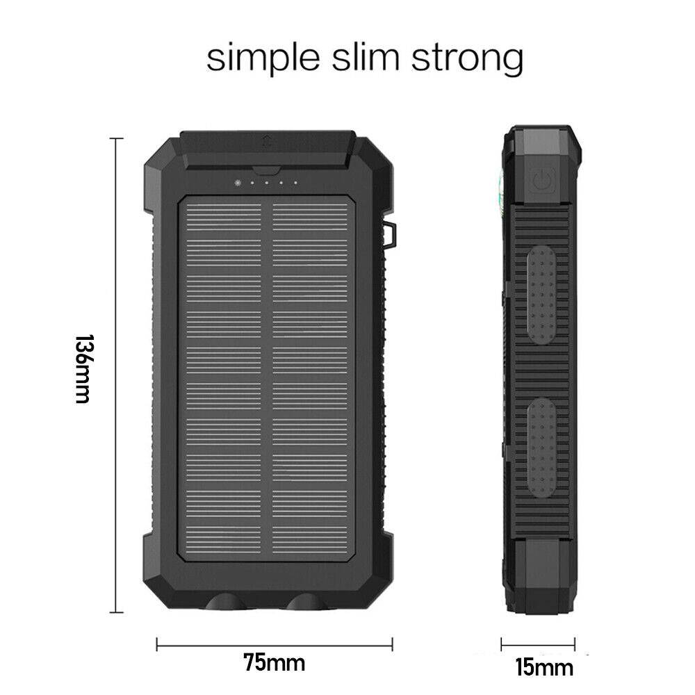 Solar-Powerbank 10.000 mAh wasserdicht mit LED-Lampe – Waterproof Solar Power Bank