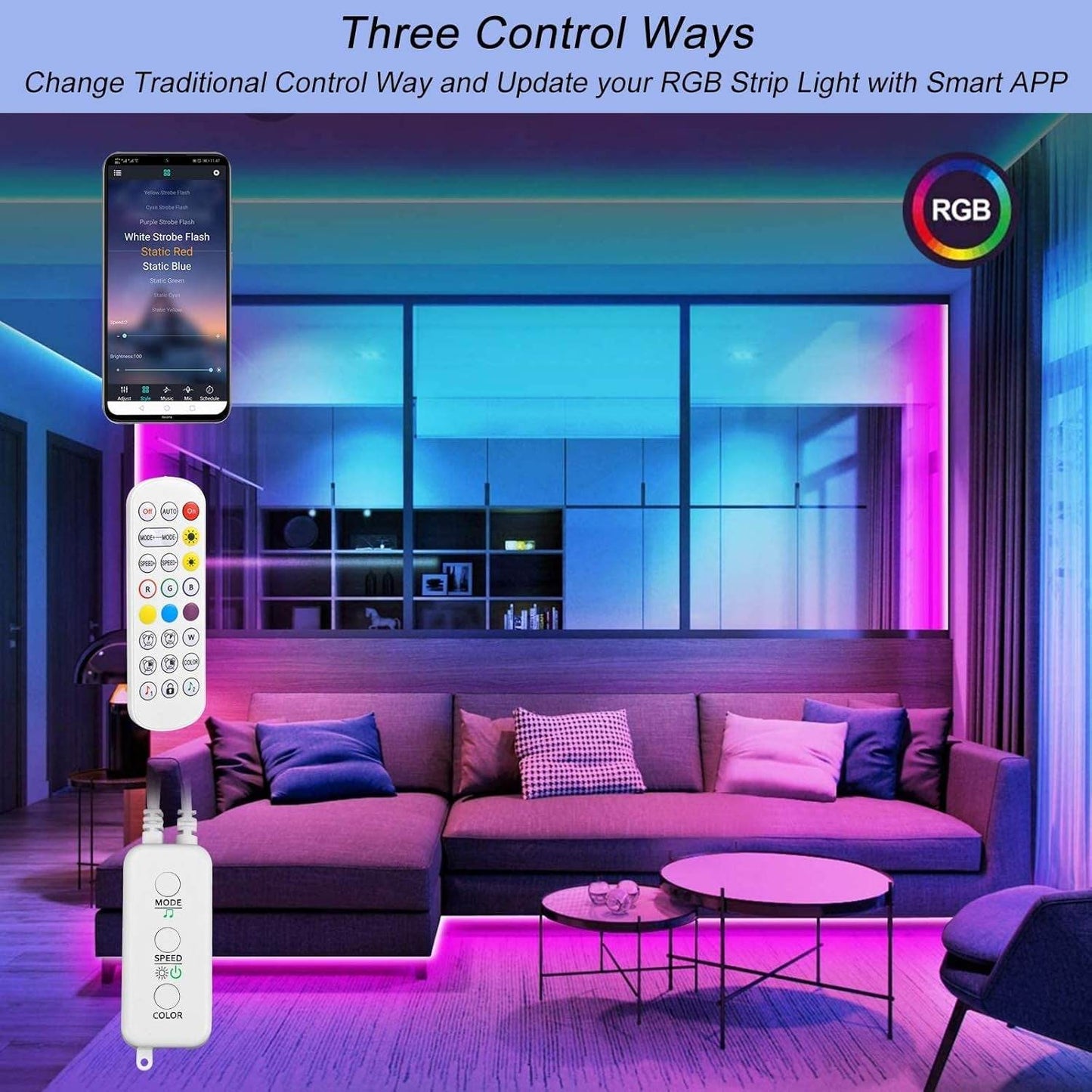 Sunity Bluetooth LED Streifen Steuerung Mit Netzteil (2 Anschlüsse Mit 12V Netzteil)