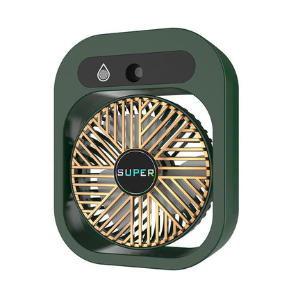 Stay Cool Anywhere: Portable USB Rechargeable Misting Fan & Humidifier with 3 Speed Settings
