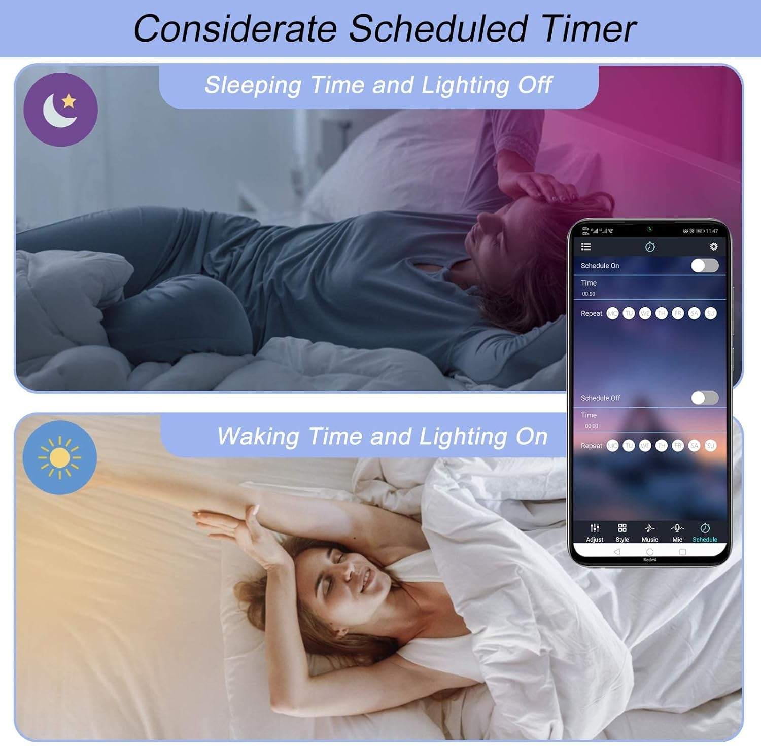 Sunity Bluetooth LED Streifen Steuerung Mit Netzteil (2 Anschlüsse Mit 12V Netzteil)