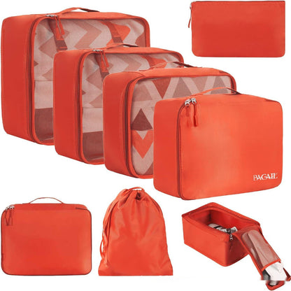 Packing Cubes in Orange – 8-Piece Suitcase Organizer Set