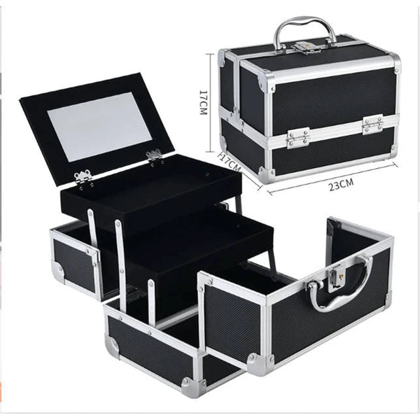 Lockable Makeup Case with Mirror & Brush Holder, detail view 1
