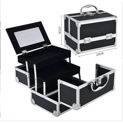 Lockable Makeup Case with Mirror & Brush Holder, detail view 1