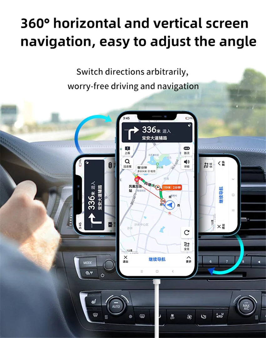 Magnetische Handyhalterung Auto mit Schnellladung (MagSafe, 65W) / Magnetic Car Phone Mount with Fast Wireless Charging – Air Vent Holder