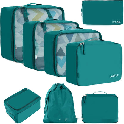 Packing Cubes in Blue And Green – 8-Piece Suitcase Organizer Set