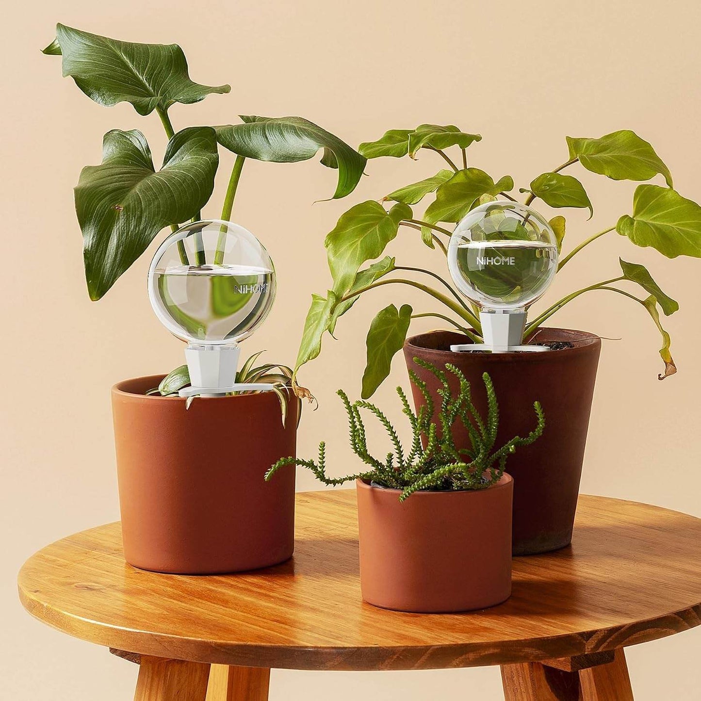 4 Stück Bewässerungskugeln Für Zimmerpflanzen, Selbstbewässerung Wasserspender Pflanzen Mit Tonbasis, Automatische Pflanzen Bewässerung, Plant Self-Watering Globes (Weiß)