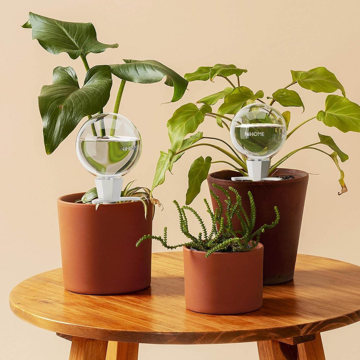 4 Stück Bewässerungskugeln Für Zimmerpflanzen, Selbstbewässerung Wasserspender Pflanzen Mit Tonbasis, Automatische Pflanzen Bewässerung, Plant Self-Watering Globes (Weiß)