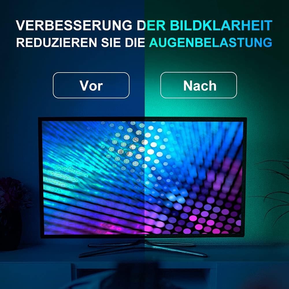 LED TV Hintergrundbeleuchtung, 5M RGB TV Beleuchtung Für 60 Bis 80 Zoll, TV LED Strip, App-Steuerung, USB LED Streifen Für HDTV, PC Bildschirm, Schlafzimmer, Spielzimmer, Raumdekoration