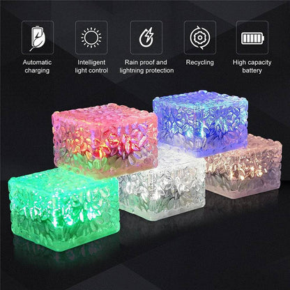 Solar-Gartenleuchten Eiswürfel-Optik (4er-Set, wasserdicht) / Solar Garden Lights – Ice Cube Pathway Lamps (Waterproof Outdoor Set)