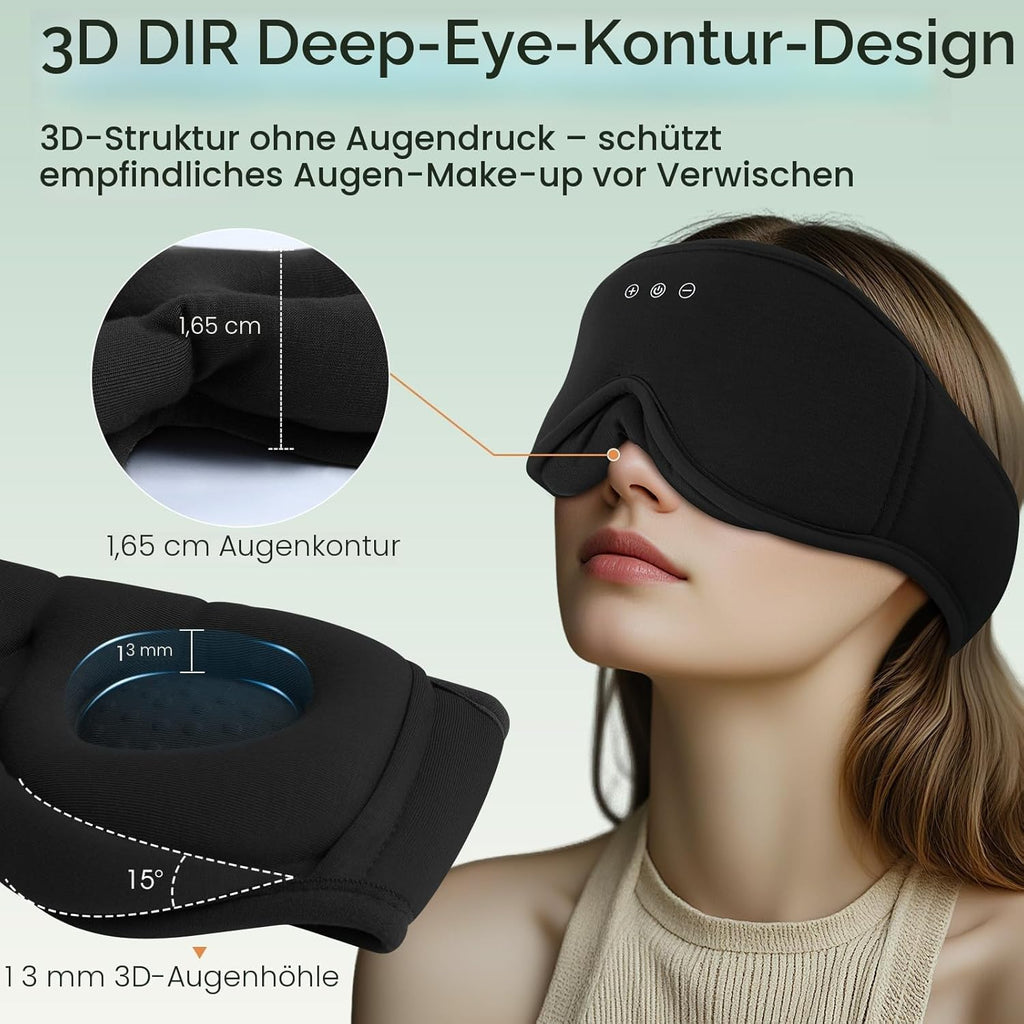 MUSICOZY Bambus-Baumwolle Schlafmaske Mit Kopfhörer, 3D Schlafkopfhörer Bluetooth V5.4 Augenmaske Schlafmaske Für Seitenschläfer, Sleep Mask Waschbar Schlafbrille Mit Mikrofon Für Herren/Frauen