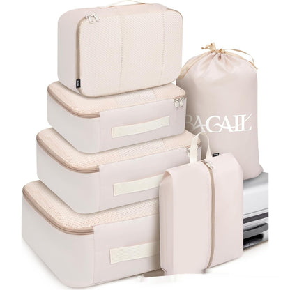 Packing Cubes in Beige – 8-Piece Suitcase Organizer Set
