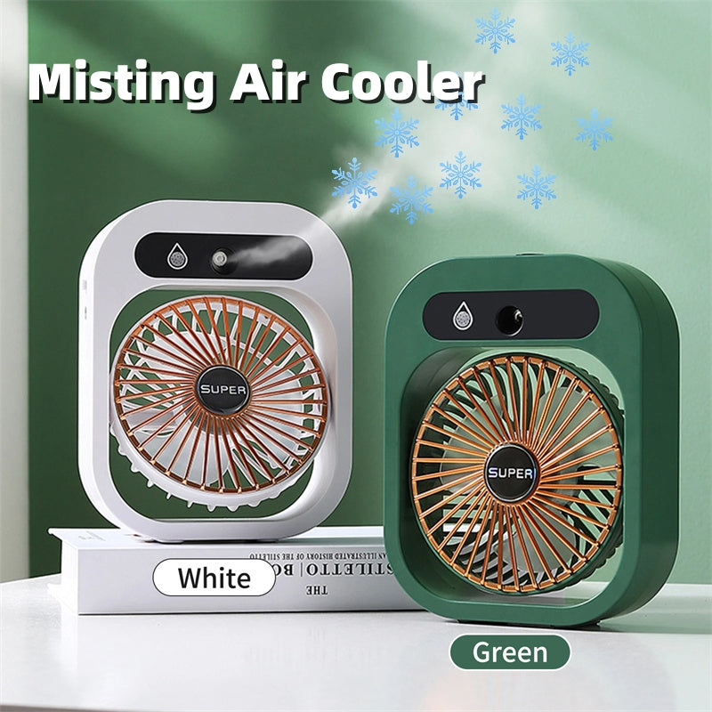 Stay Cool Anywhere: Portable USB Rechargeable Misting Fan & Humidifier with 3 Speed Settings
