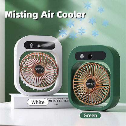 Stay Cool Anywhere: Portable USB Rechargeable Misting Fan & Humidifier with 3 Speed Settings