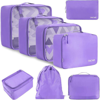 Packing Cubes in Light Purple – 8-Piece Suitcase Organizer Set