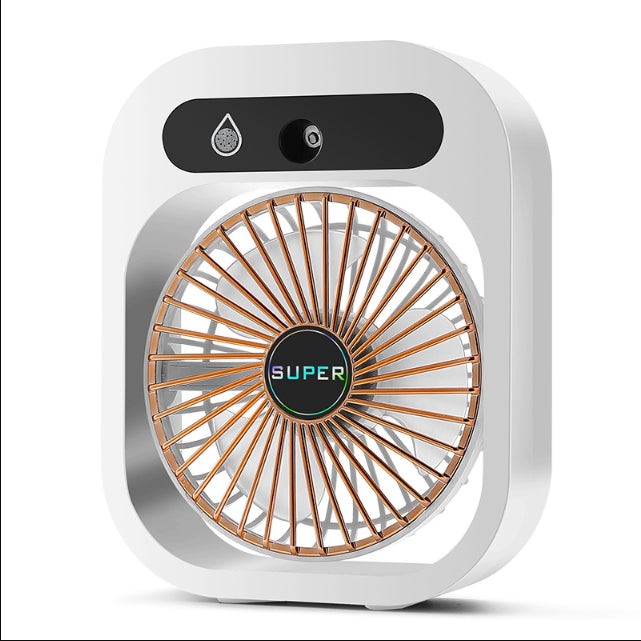 Stay Cool Anywhere: Portable USB Rechargeable Misting Fan & Humidifier with 3 Speed Settings