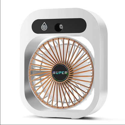 Stay Cool Anywhere: Portable USB Rechargeable Misting Fan & Humidifier with 3 Speed Settings