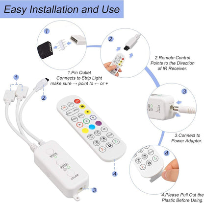 Sunity Bluetooth LED Streifen Steuerung Mit Netzteil (2 Anschlüsse Mit 12V Netzteil)