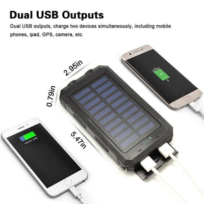 Solar-Powerbank 10.000 mAh wasserdicht mit LED-Lampe – Waterproof Solar Power Bank