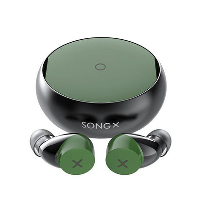 Wireless earbuds with noise cancelling and star loop design in black and white colors