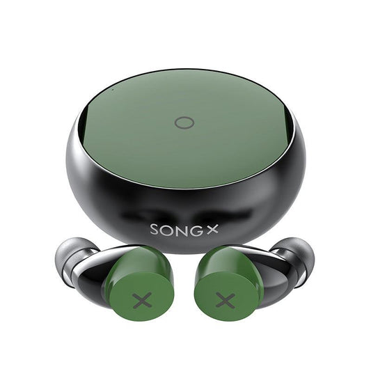 Wireless earbuds with noise cancelling and star loop design in black and white colors
