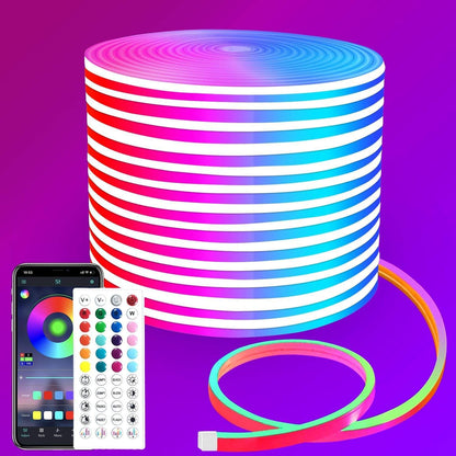 15M flexible IP65 waterproof RGB neon LED strip with app and remote control for indoor and outdoor decoration